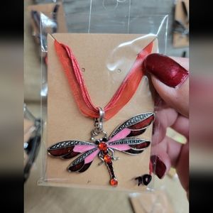 NWT adorable large enamel dragonfly necklace for women